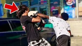 BOXING GANGSTERS IN THE HOOD!!! **KNOCKED OUT**