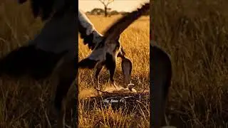 Secretary Bird Protects Chicks from Cobra | Dramatic African Bird Defense 8K UHD