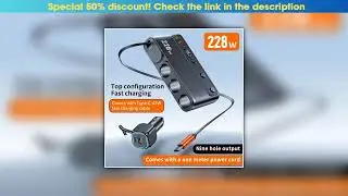 Review 9 in 1 Cigarette Lighter Splitter 228W USB C Car Charger Adapter QC3-0 With PD45W Telescopic