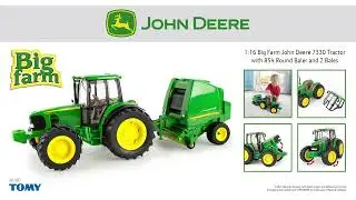 TOMY 1:16 Scale Big Farm John Deere Tractor and Baler Set