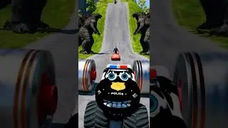 Cars & School Bus vs Giant Pit Bollards Crash #095  |  BeamNG Drive