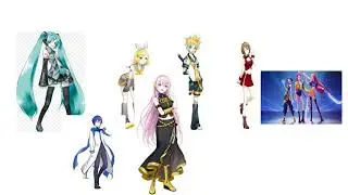 Hatsune Miku, Kagamine Rin, Kagamine Len, Meiko, Kaito, and Megurine Luka meets Huntrix.