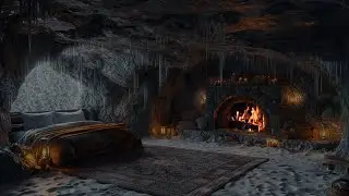Cozy Fireplace in a Snowy Cave House – Relaxing Winter Ambience with Crackling Fire - DEEP SLEEP