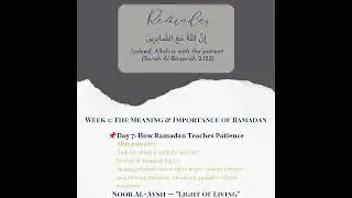 Ramadan teaches patience, self-control, and endurance&mdash;qualities of true believers.#patience #ramadan