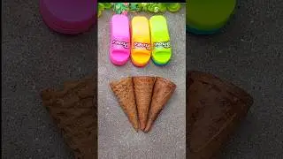 surprise mini chocolate 🍫 fill cones 🍦vs colourful slippers gemes!🎊🌈😋#shorts#chocolate#candy