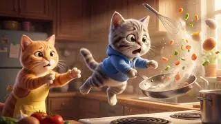 Этот котенок попытался готовить в одиночку… Большая ошибка 😳🍳 #кот #котенок