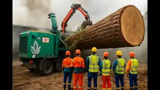 Extreme Dangerous Fastest Big Chainsaw Cutting Tree Machines | Massive Stump Crusher Excavator #10.