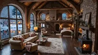 Cozy Winter Cabin ASMR ❄️ Crackling Fireplace & Snowfall Sounds (No Music) #Deep Sleep ASMR