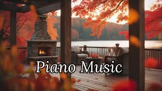 Fall Autumn Leaves Overlooking Lake with Piano Music