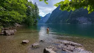 K&ouml;nigssee [4K 60FPS] Bavaria Germany - Summer walk and swimming in beautiful alpine landscape