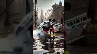Mickey mouse Vs Shark #fight #life #drama #mickeymouse #shark #ai #ocean #giant