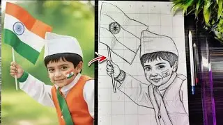 Republic Day Drawing, 26 January Special 🇮🇳, lndian Flag Drawing With Child, Step By Step Tutorial