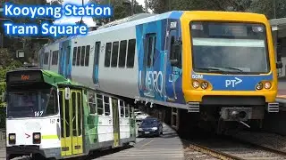 Trains & Trams at Kooyong Station & Tram Square - Melbourne Transport