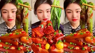 ASMR Mukbang: Chinese Spicy Pork Belly & Kimchi Fried Rice | Sizzling Sounds & Flavorful Bites