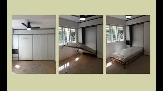 HDB Bishan Blk261 HWB Hidden Wall Bed Super Single Space Man Need +StorageCabinets.HDB, BTO,EC