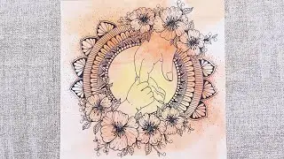 Healing Art: When Warm Watercolor Glow Meets Zentangle Lines (Hand in Hand)