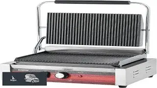 EGGKITPO Commercial Panini Press Grill with Grooved Plates Electric Sandwich Maker