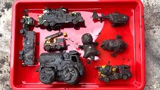 Membersihkan Mainan helikopter, Truck Molen, pemadam kebakaran,Bus Telolet, Excavator,dino kuning