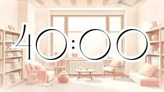 40 Minute Cozy Winter Library Countdown Timer | Calm Focus & Soft Valentine Glow with Lofi Music