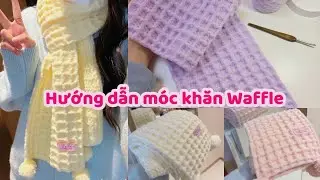 Crochet scarves || Hướng dẫn móc khăn len hoạ tiết Waffle || Hướng dẫn cho người mới