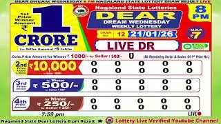[LIVE] Lottery 8:00 PM Dear Nagaland state lottery live draw result 21.01.2026 | Lottery live