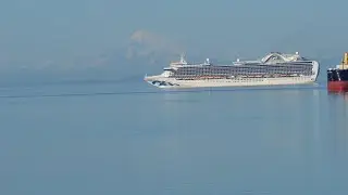 Cruise Ship Passing in Front of Mount Baker in Port Angeles, Washington