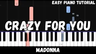 Madonna - Crazy For You (Easy Piano Tutorial)