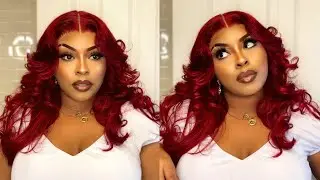 SHEIN BURGUNDY-RED 26 INCH HD LACE HUMAN HAIR WIG 🥀 | Alashia XO