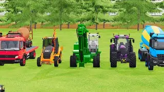 TRANSPORTING EXCAVATOR MIXER TRUCK TRACTORs Backhoe loaders with truck in Game FARMING SIMULATOR 22