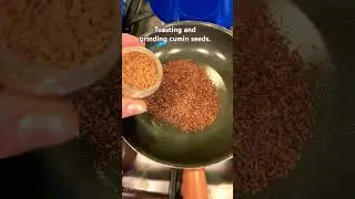 Toasting, grinding cumin seeds. The fragrance! So satisfying to grind this. #nytcooking #cuminseeds