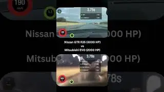 Nissan GTR R35 3000 HP vs Mitsubishi EVO 2000 HP in a Drag Race