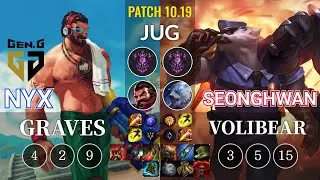 GEN Nyx Graves vs SeongHwan Volibear Jungle - KR Patch 10.19