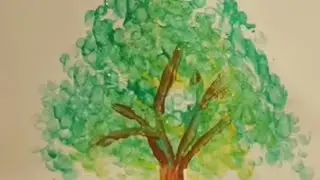 Easy Earbud drawing.. Tree drawing #trendingshorts #art #stepbysteppaintingforbeginners