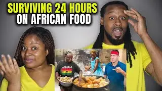 🇬🇭 American Couple Reacts “Surviving 24 Hours on African Food