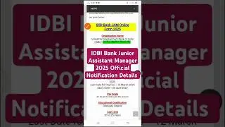 IDBI Bank Junior Assistant Manager (JAM) Recruitment 2025 | Notification, Vacancy & Apply Online