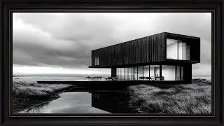 Modern Home Minimalist Architectural Design: 4K Art Screensaver Framed TV