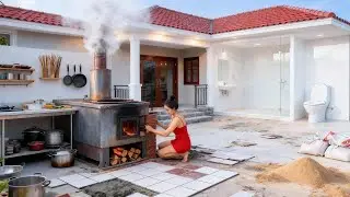 Installing Kitchen Cabinets & Roofing - Huge Wood Stove Build | Phuong the Explorer