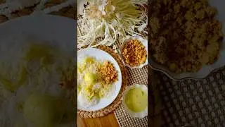 String Hoppers with Egg curry & Coconut Sambol 😍 #food #srilankan #srilankanfood #cooking #foodie