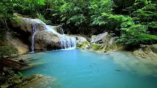Relaxing Turquoise Waterfall Sounds | Nature Sounds For Sleeping Or Studying | White Noise