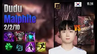 Dudu Top Malphite vs Zaahen lol KR solo rank Full Game 15.24 | 두두 말파이트 vs 자헨
