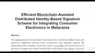 Efficient Blockchain Assisted Distributed Identity Based Signature Scheme for Integrating Consumer E