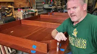 Huge 4x8 cherry table needed top to be flattened, apron repair and refinish the top.
