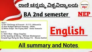BA 2nd semester English notes | summary| RCUB | NEP| Rani channamma University