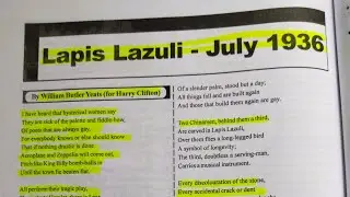 Lapis Lazuli by WB Yeats//PGT English jharkhand Notes// UG PG NET PhD course work notes