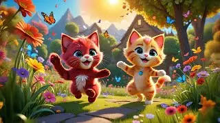Four Rainbow Kittens Catch Butterflies | Fun Animal Song for Kids | Nursery Rhymes and Baby Songs