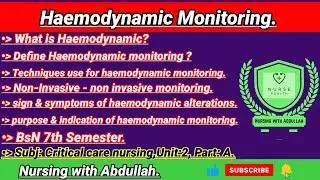 Hemodynamic monitoring in urdu hindi|Bsn 7th Semester|Unit# 2,part# A| Critical care nursing|