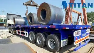 TITAN 40 Ft Semi Flatbed Trailer 3 Axle Load Test | How Much Weight Can A Flatbed Semi Trailer Haul?