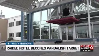 Raided motel becomes vandalism target