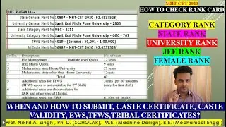 MHT CET 2020,Categorywise Seat Distribution in every college, Why so many Merit no. in Merit List?