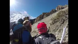 Deep in the DEATH ZONE in Nepal!Tiny path,sheer rock face.Would we make it to Worlds Highest Lake